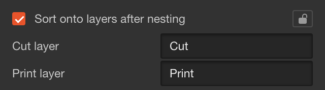 Sort onto layers after nesting, with Cut layer and Print layer