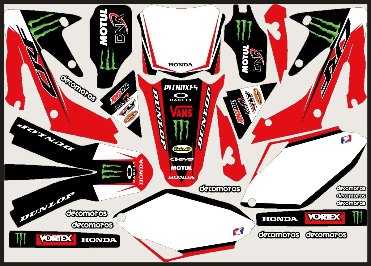 A real Honda CRF decal kit order as it was nested for print with other software