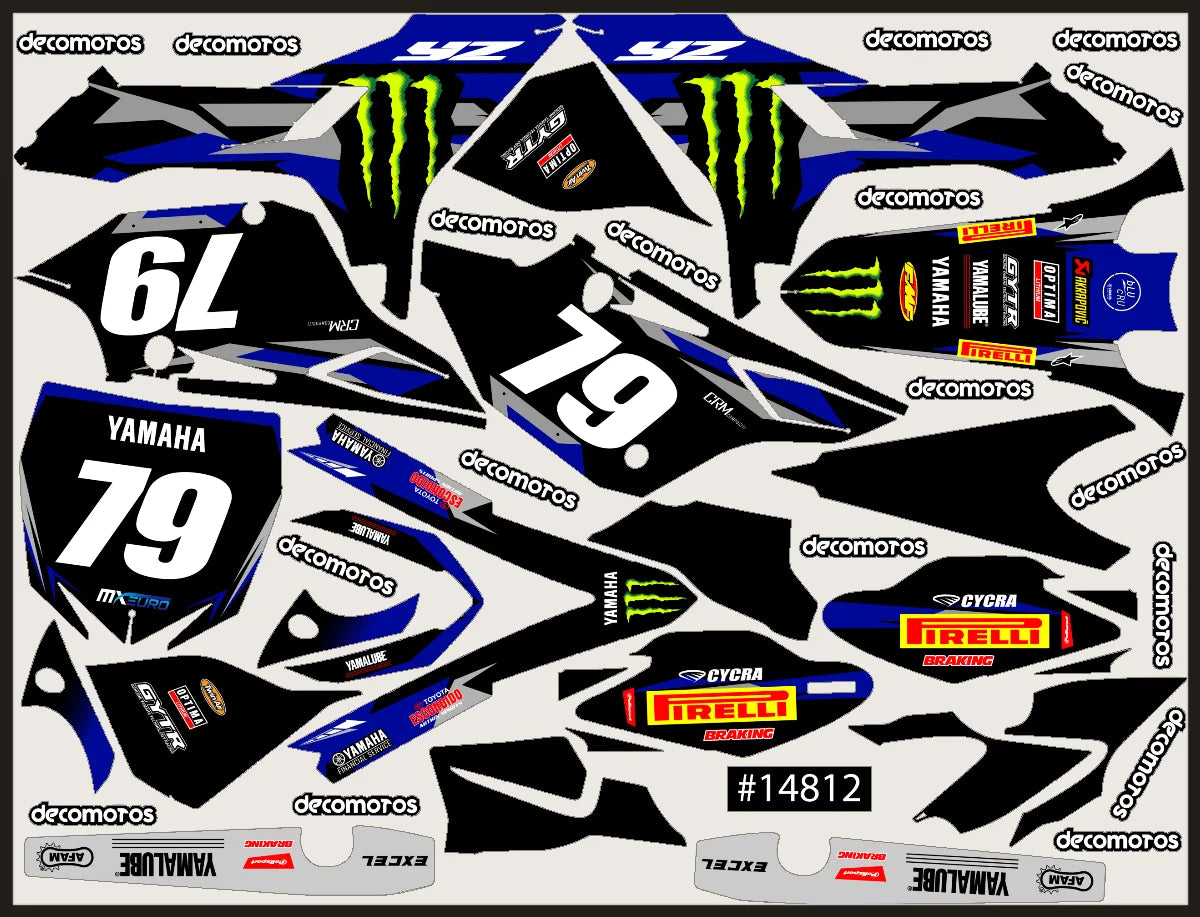 A real Yamaha YZ decal kit order as it was nested for print with other software
