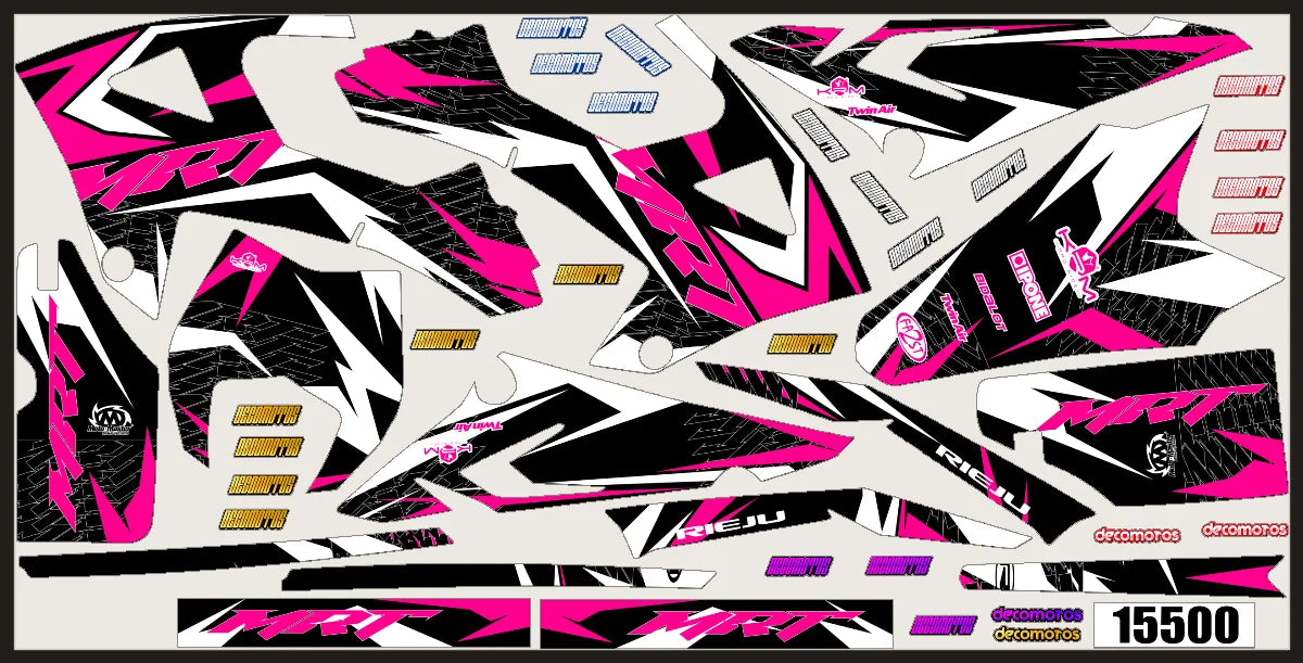 A real Rieju MRT, pink decal kit order as it was nested for print with other software