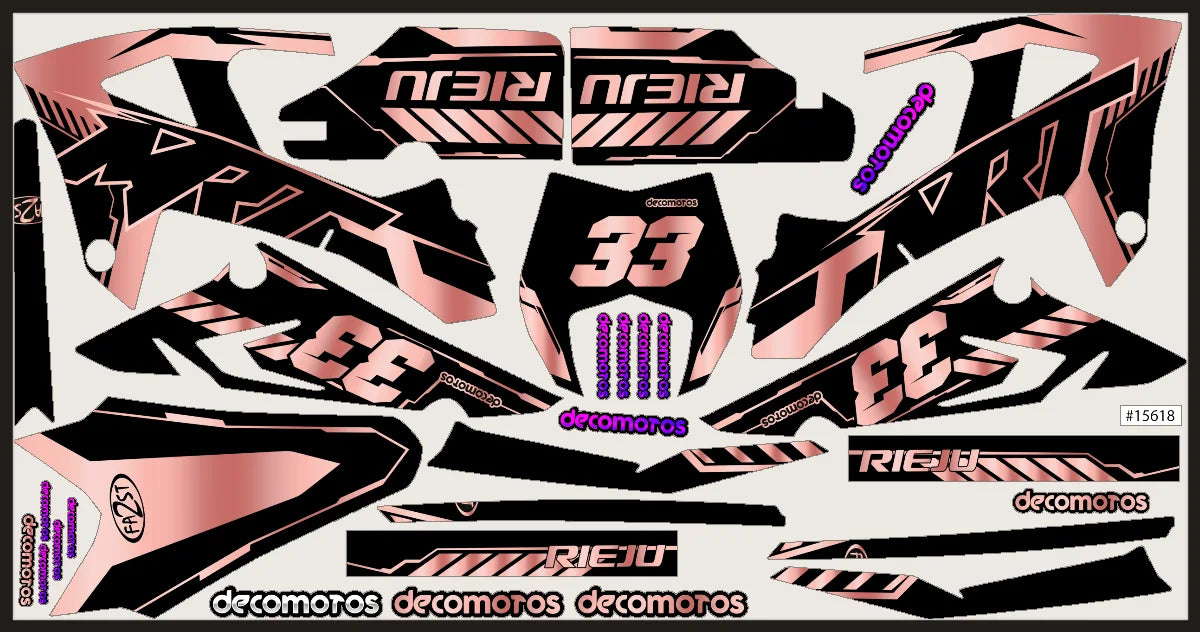 A real Rieju MRT, rose gold decal kit order as it was nested for print with other software