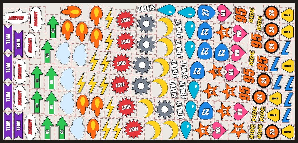 125 die-cut stickers nested in rows on a 60 cm roll