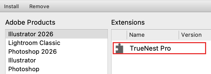 Extension Manager: TrueNest Pro in the list of extensions