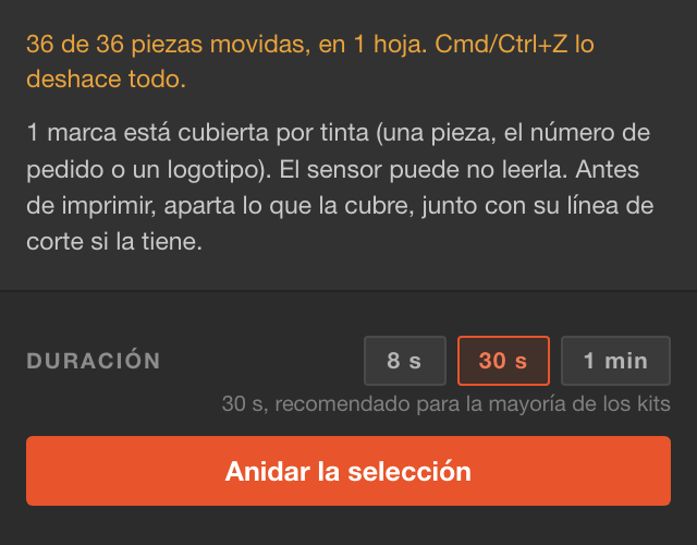 Aviso: 1 marca está cubierta por tinta