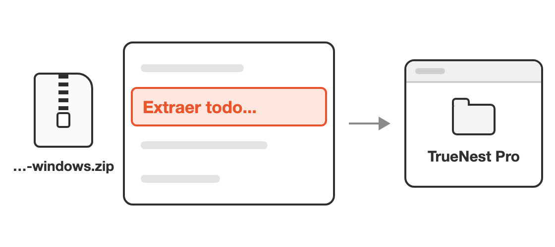 Menú contextual del archivo -windows.zip, con Extraer todo