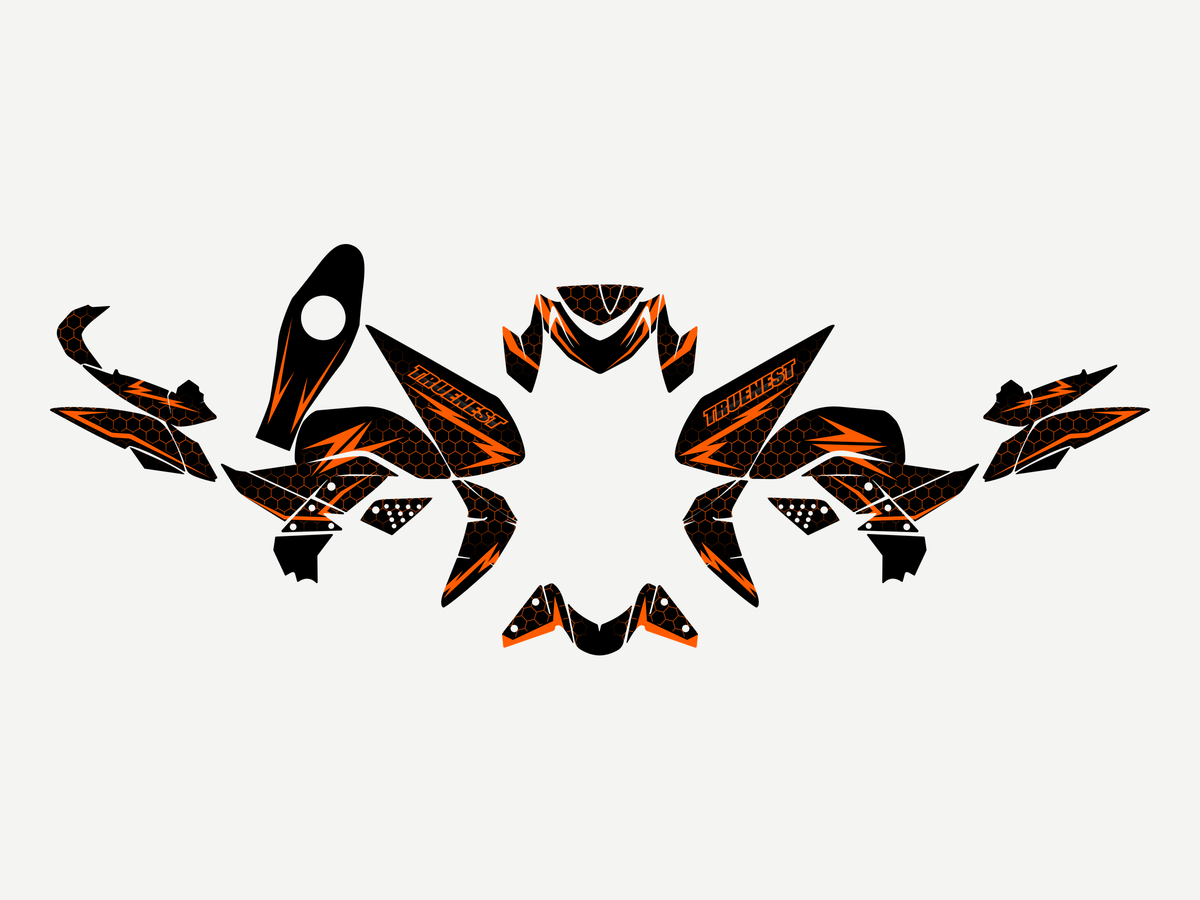 A decal kit as designed, with its pieces spread out